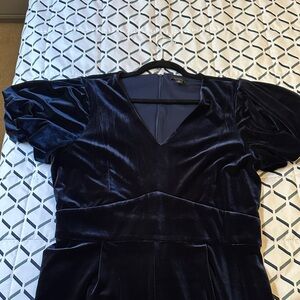 Halogen Navy Velvet Jumpsuit